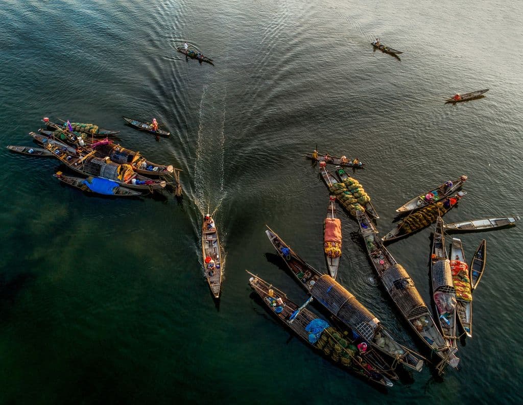 Fishermen on the water.