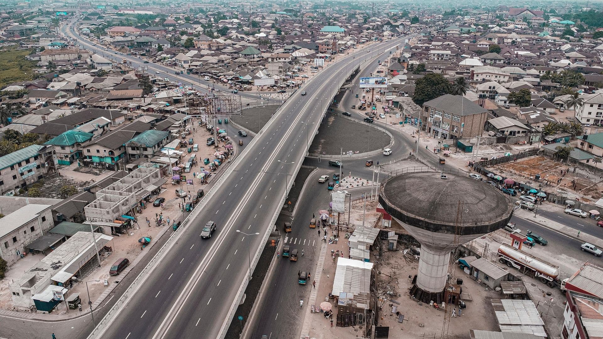 Aerial view of a city in Nigeria.